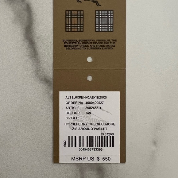 AUTHENTIC Burberry Horseferry Check Elmore Zip Around Wallet - Picture 12 of 12